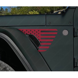 Skull Daddy Graphics Standard Fender Vent Flags Decals Compatible with Jeep Wrangler Gladiator Rubicon Mojave 392 JL JT 2018-2024 (Rubi Red)