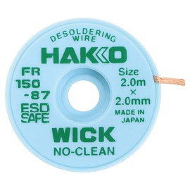 HAKKO FR150-87 Soldering Wick No Clean Solder Wick Wire 0.8 inch (2 mm) x 6.6 ft (2 mm) x 6.6 ft (2 m) Bag