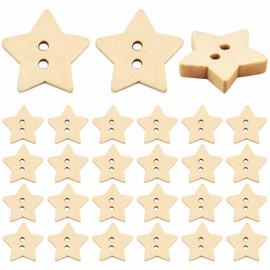 200pcs Wooden Star Buttons with 2 Holes Rustic Sewing Buttons Lovely Mini Wood Button for Costume Design Clothes Scrapbooking Art Crafts DIY Decoration