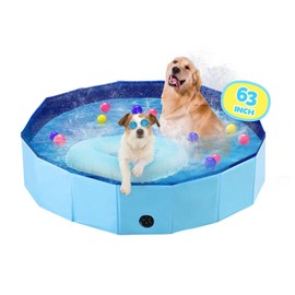 PAWISE Swimming Pool for Dogs Outdoor Foldable Pet Dog Bath Tub Collapsible Puppy Pools for Outside (63'' X 12'')