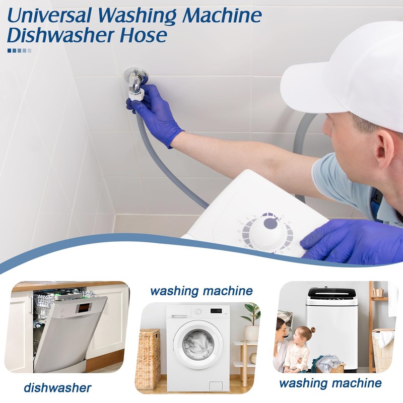 twoonto Washing Machine Cold Water Inlet Pipe, 2.5M Universal Inlet
