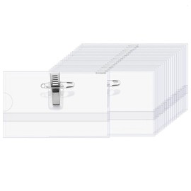 30Pcs Name Tag with Clip and Pin, Plastic Name Badge Holder Clear ID Name Tags for School Office