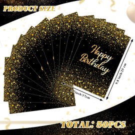 Pasimy 50 Pcs Black and Gold Party Favor Gift Bags Die Cut Plastic Treat Goodie Merchandise with Handle for Birthday Party Wedding Bridal Baby Shower Christmas New Year Gift Supplies (Stylish)