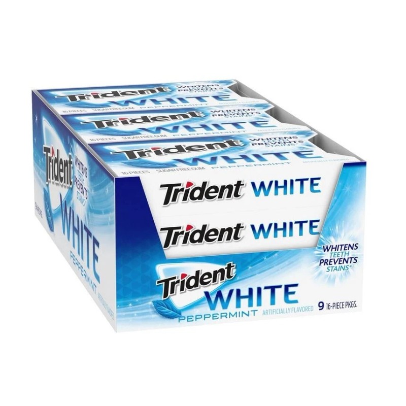 Trident White Peppermint GUM - Pack of 9 - Sugar