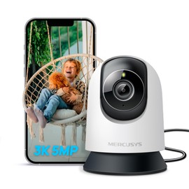 MERCUSYS MC230 3K 5MP Indoor Camera,360°Security Camera, AI Detection Cameras House Security,13.5×Zoom,Auto Patrol,App Control,Voice Control,Alexa,Google Home,Flexible Storage,No Monthly Fee