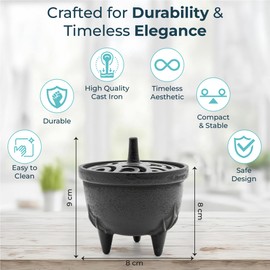 Zen Minded Traditional Black Lotus Cast Iron Incense Stick Holder, Cone, Charcoal, Resin & Wax Melt Burner with Lid - Traditional Japanese Zen Décor for Aromatherapy and Mindfulness