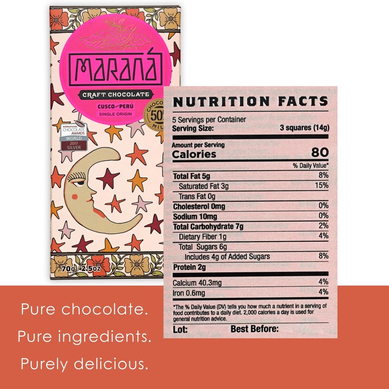 Maraná Chocolate Cusco 50% Milk Chocolate 3 Pack - Organic