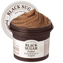 SKINFOOD Black Sugar Perfect Essential Scrub 210g - Facial Exfoliating Massage Scrub w/o Irritation - Removes Blackheads & Dead Skin Cells - Sugar Scrub Body Exfoliator for Men & Women (7.4 fl.oz.)