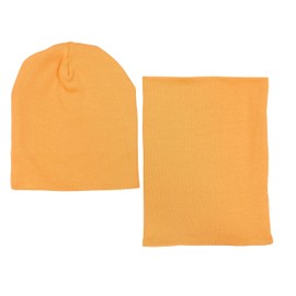 Alkato Unisex Beanie Hat and Scarf Set Plain, mustard yellow