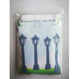 Mini Miniature Street Light Model, Railway Train Post Lamps, Black Lamp Outdoor Pathway Lantern Post for Dollhouse Decoration Micro Landscape Fairy Garden Lighting Accessories, Black 10Pcs