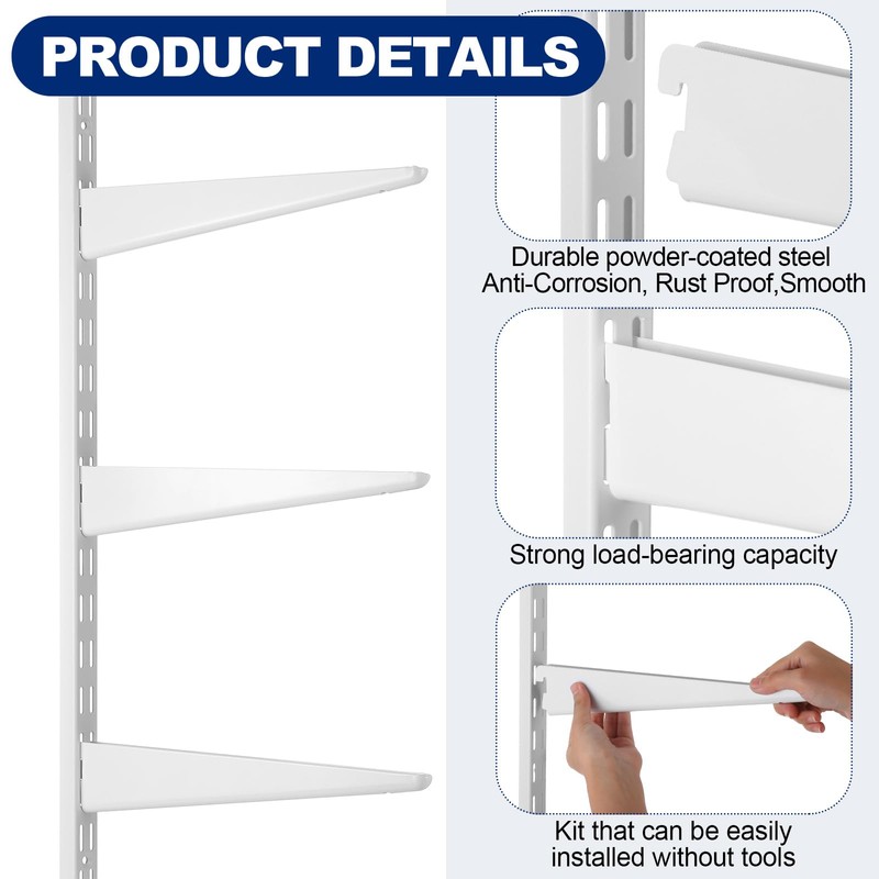 Colingmill 2 Pcs Twin Rail Upright Wall Shelving System 25