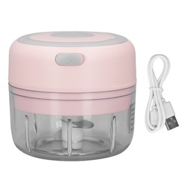 Mini Garlic Chopper Stainless Steel Blade Food Grade Strong Power USB Charge Electric Garlic Masher 100ML (3.4x2x1.9in) Pink