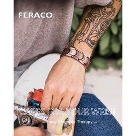 Feraco 3X Strength Copper Magnetic Bracelet for Men - 99.99% Pure Copper with 3800 Gauss Magnets