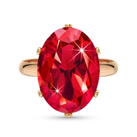 Linawe Women's Rings, False Diamond Moissanite Ring, Adjustable, Large Finger Ring, Women, Copper Rings Available in Three Gold, Rose Gold and Silver Tones, Glass Rhinestone Glass stone, Created Ruby