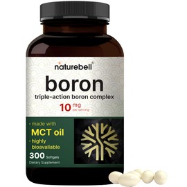 Boron 10mg, 300 Softgels with MCT Oil | High Absorption | Triple Action Boron Supplement for Men & Women | Glycinate, Citrate, & Aspartate Complex | Trace Minerals for Hormone, Bone, & Joint Support