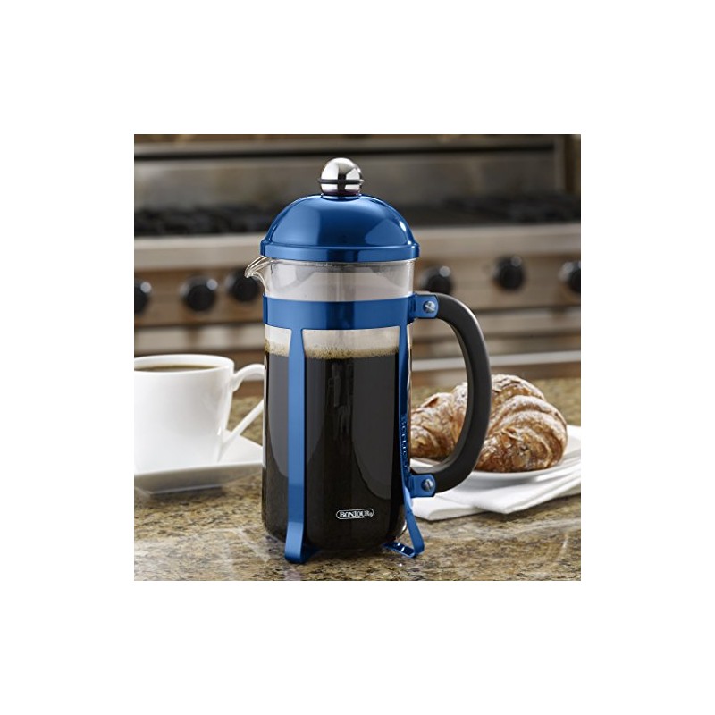 BonJour Coffee 8-Cup Maximus French Press, Blue