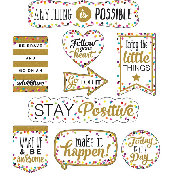 Teacher Created Resources 77326 Confetti Positive Sayings Clingy Thingies Accents
