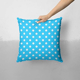iiRov Light Blue & White Polka Dot - Custom Decorative Home Decor Indoor or Outdoor Throw Pillow Cover Plus Cushion Set for Sofa, Bed or Couch (Pillow CASE Cover Plus Cushion)