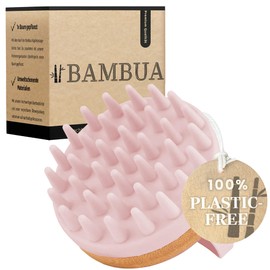 BAMBUA® Scalp Massager Hair Growth - (Anti-Dandruff Effect) Scalp Brush & Head Massager - Natural Shampoo Brush for Shower Use - Premium Hair & Scalp Care Scrubber (Pink)