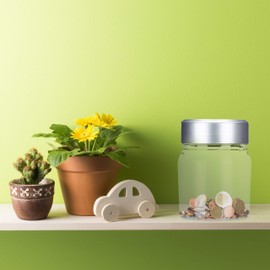 Relaxdays Money Box with Counter, Counting Piggy Bank with Display, Digital Coin Counter, Euro, Gift, 1.2 L, Transparent