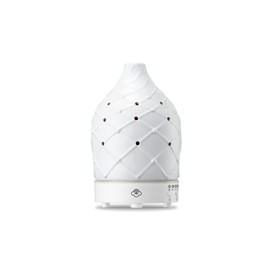 Serene House Spout, Ultrasonic Essential Oil Cool Mist Diffuser – 7-Color Calming LED Light, Timer Control, Automatic Shut-Off – White Ceramic, 90ml