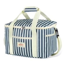 Beautyshow Cool Bag, 15L Foldable Insulated Bag, Reusable Insulated Lunch Bag, Portable Thermal Bag with Adjustable Shoulder Strap for Students, Office, Picnic, Beach, Car, Travel