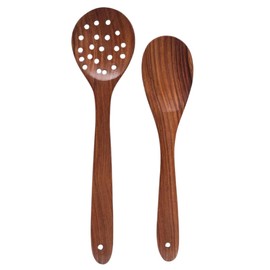 WANIYA STORE Wooden Spatula Spoons Set for Cooking & Serving | Teak Wood Spatulas Utensil Set for Nonstick Pans and Cookware (Set of 2)