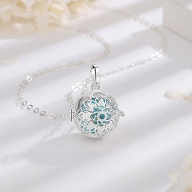 CELESTIA Silver Plated Harmony Bola Ball Necklace for Pregnant Woman Flower Pendant with Chime Ball and Chains, Mum to Be Presents, Pregnancy Gifts