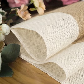 YCOLL Natural Hessian Jute Table Runner Table Decoration with Lace, Rustic Country House Style Runner for Wedding Decoration, Dining Table, Event, Kitchen, Holiday Decoration, 40 x 140 cm