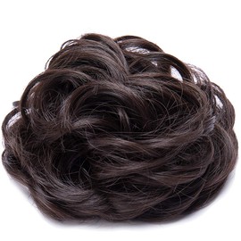 Silk-co Scrunchy Scrunchie Bun Updo Hairpiece Hair Ribbon Ponytail Extensions Messy Hair Bun Donut Chignon Medium Brown