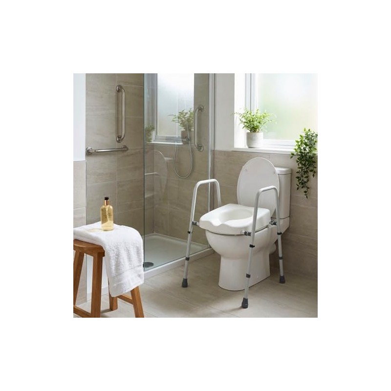 Fully Adjustable Toilet Frame with Seat – Raised Toilet Seat