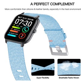 Compatible for P66D Smartwatch 1.85 Inch Band, Breathable Nylon Woven Fabric Replacement Accessory Strap Compatible with Aptkdoe P66D / Dotn P66D / Ddidbi P66D Smartwatch 1.85 Inch (Blue)
