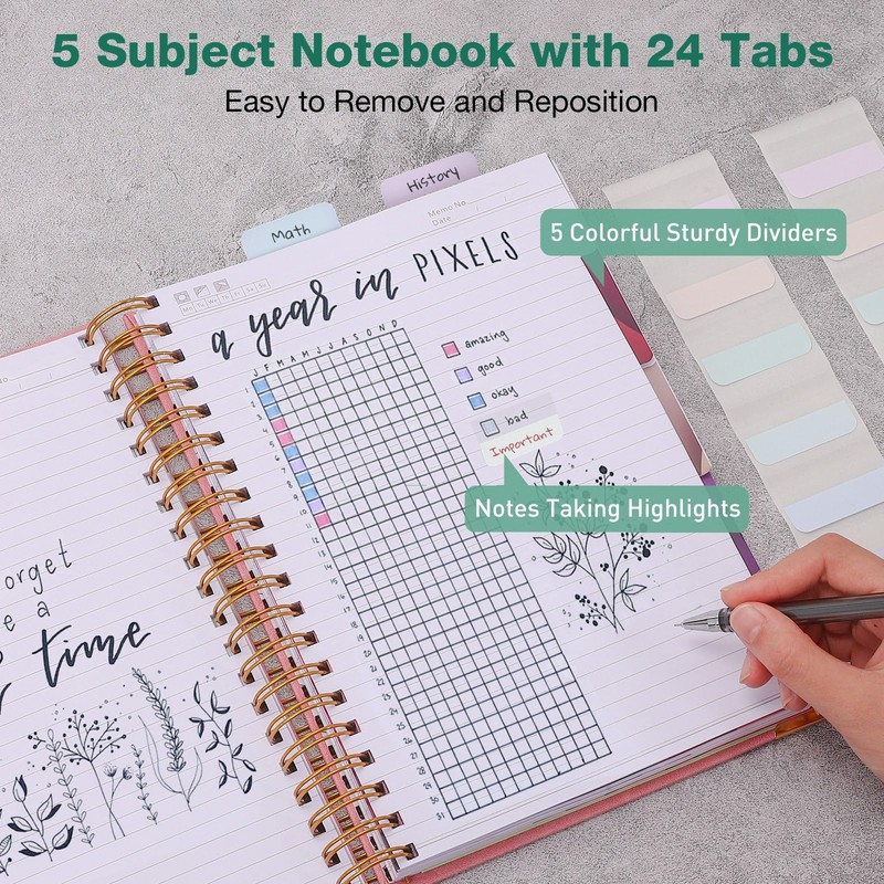 College Ruled Notebook, Spiral Notebook, Leather Hardcover Notebook Journal for