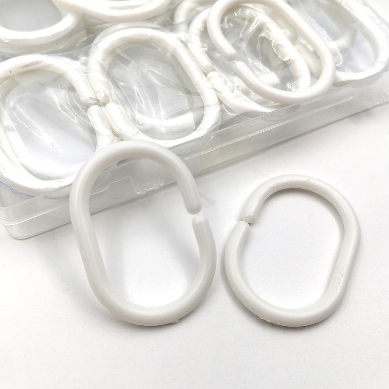 36Pcs Plastic Shower Curtain Rings White Shower Curtain Hooks for
