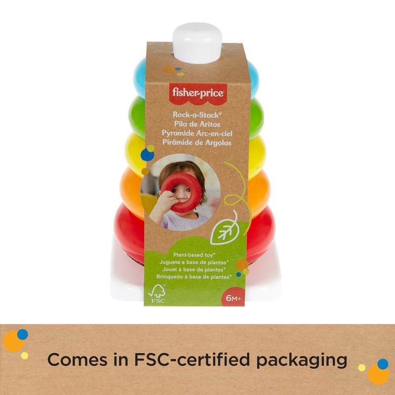Fisher-Price Rock-a-Stack Baby Toy, Classic Roly-Poly Ring Stacking Toy for