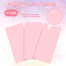 Ohkishly 2 Pack Plastic Pink Tablecloths for Rectangle Tables,Disposable Scalloped Edge Table Cloth Waterproof Pink Table Cover for Birthday Bridal Wedding Baby Shower, 54 X 108Inch
