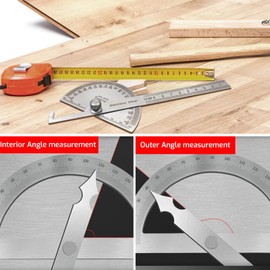 Nevoluxer Stainless Steel Protractor (0-180°) - Precision Angle Gauge with Locking Screw & Ruler Scale, Graduator for Carpenter, School, DIY, Painting & Drawing (150mm)