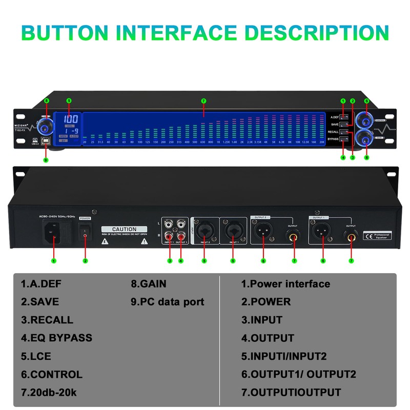 MIZISNR Digital Equalizer for Home Stereo Audio System, Professional 31