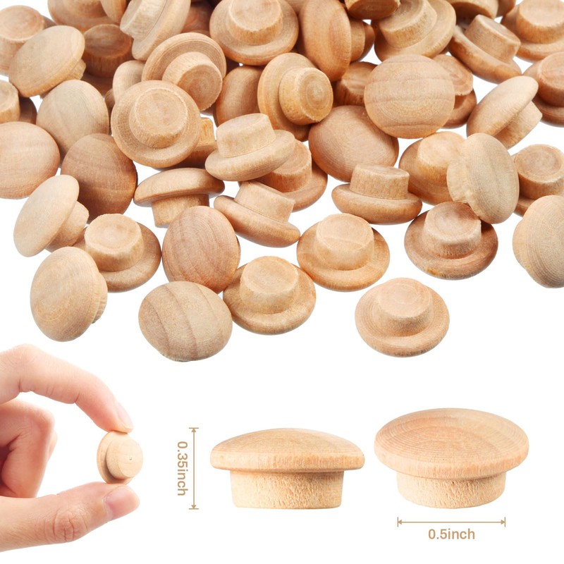 Hardwood Mushroom Caps - 200 PCstmt Wood Button Plugs (1/2