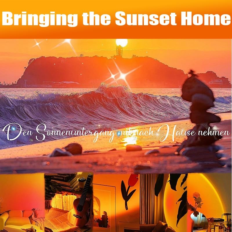 QUIGO Sunset Lamp Night Light Projector LED Room Decor Bedroom