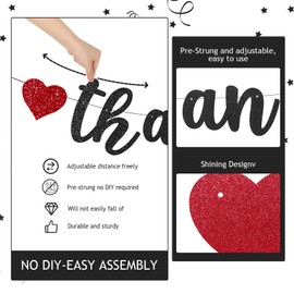 Pre-Strung You Rock Thank You For All You Do Banner - Glitter Employee Appreciation Decorations, Staff Teacher Nurse Recognition Party Supplies, Retirement Office Decor Sign, Large Cardstock Garland (Black)