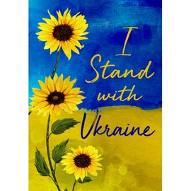 America Forever I Stand with Ukraine House Flag 28x40 inch Sunflowers Double Sided Outdoor Yard Decorative Russia Conflict Stop the War Support Blue Yellow National Flag