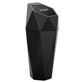 Ginsco Car Trash Can with Lid, Mini Car Trash Can Cup Holder, Car Garbage Can Car Accessories for Interior, Leakproof Car Trash Bin, Multipurpose Mini Trash Can for Car, RV, Home, Office (Black)