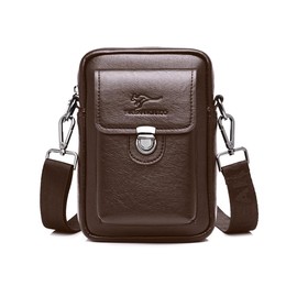 Whatna Leather Mini Shoulder Bag, Men's, Mini Waist Bag, Waist Pouch, For Motorcycles, PU Leather, Unisex, Mini Crossbody Bag, Chest Bag, One Shoulder, Lightweight, Brown, Black, brown a