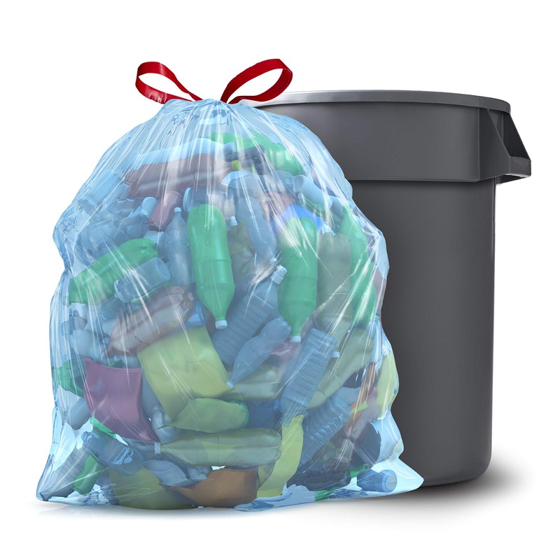 Glad Trash Bags, Large Drawstring Garbage Bags, 30 Gallon Blue