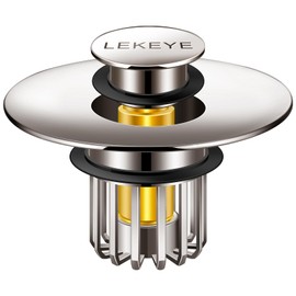 LEKEYE Bathroom Sink Stopper | Shower Drain Hair Catcher | Pop-up Sink Drain Stopper with Strainer | Bathroom Sink Plug for 1-1/8 to 1-1/2" Sink Drain Hole- Brushed Nickel