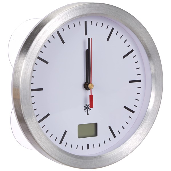 TFA Dostmann 60.3539.02 Radio Controlled Bathroom Clock, Indoor Temperature, Moisture-Proof,