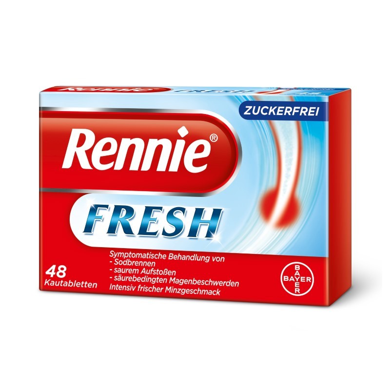 BAYER Rennie fresh Kautabletten zuckerfrei Minzgeschmack, 48 St. Tabletten