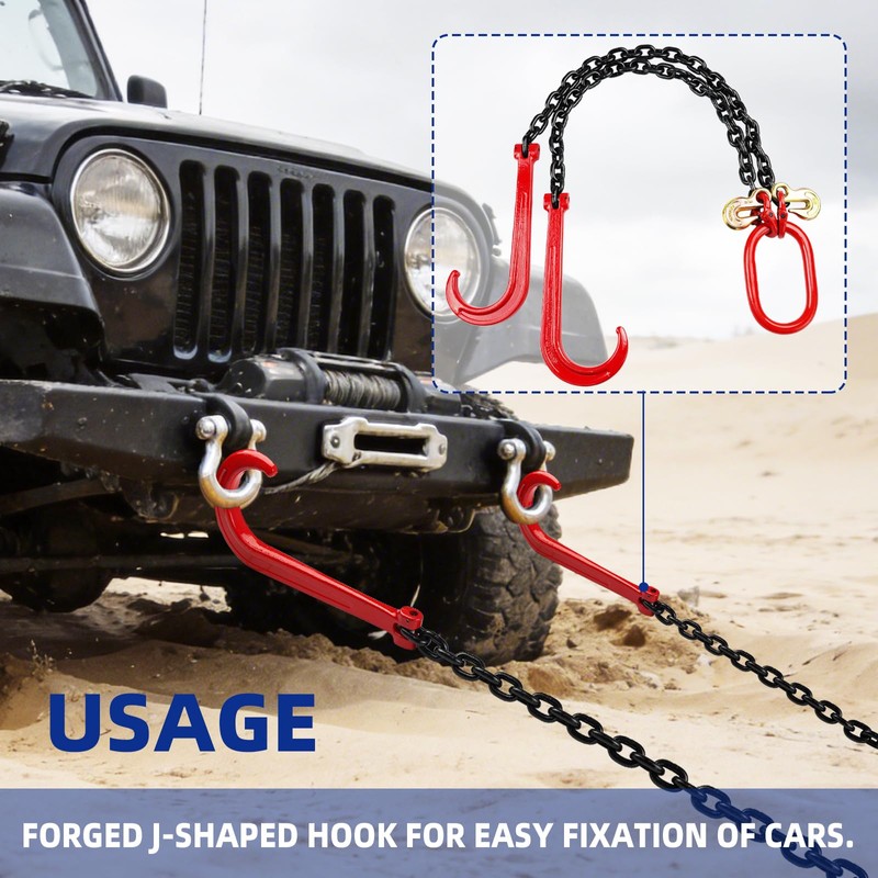ANLU LOAD 3/8" G80 V-Tow Bridle Chain, 36Inch, 7100Lbs WLL,