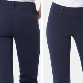 Fishers Finery Women's Ponte Stretch Knit Skinny Straight Leg Work Slacks Pull On Mid Rise, Yoga Legging Comfort (Navy, L)